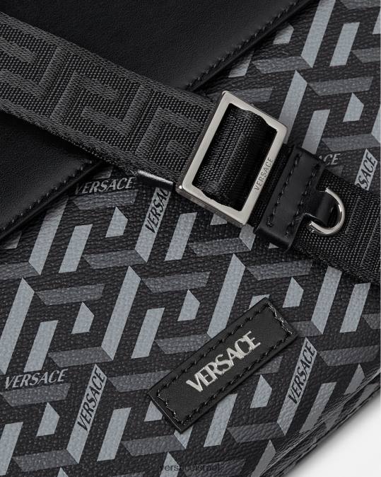 גברים Versace שחור ואפור כיסוי למחשב נייד של la greca חתימה תיקים N8T21483
