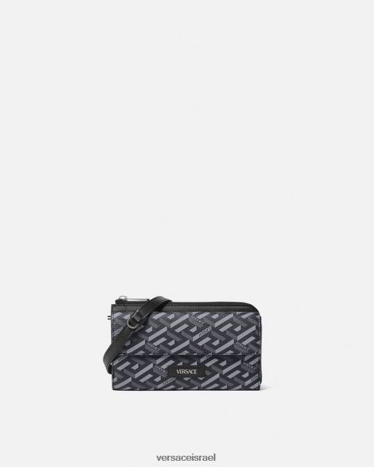 גברים Versace שחור ואפור תיק קרוסבודי חתימה של la greca תיקים N8T21484