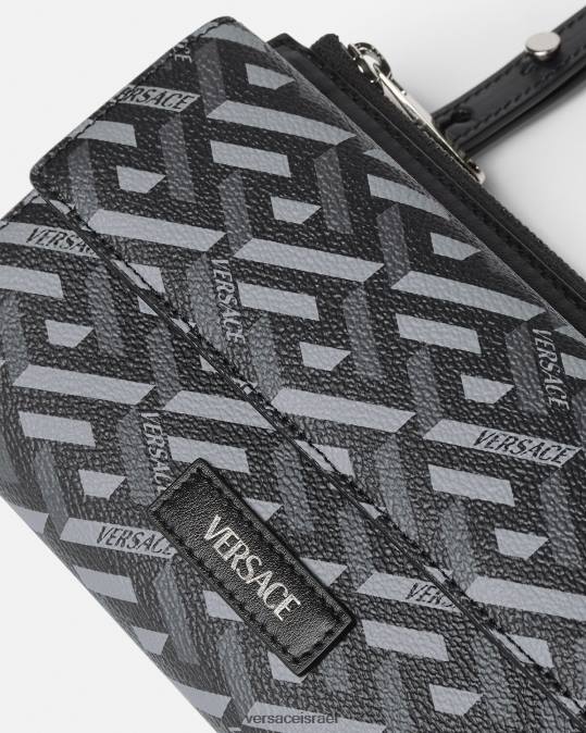 גברים Versace שחור ואפור תיק קרוסבודי חתימה של la greca תיקים N8T21484