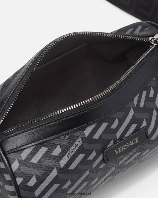 גברים Versace שחור ואפור תיק קרוסבודי חתימה של la greca תיקים N8T21485