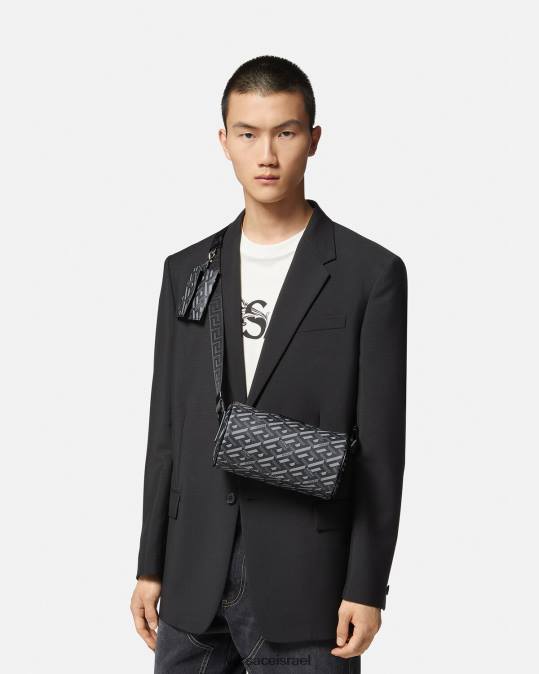 גברים Versace שחור ואפור תיק קרוסבודי חתימה של la greca תיקים N8T21485