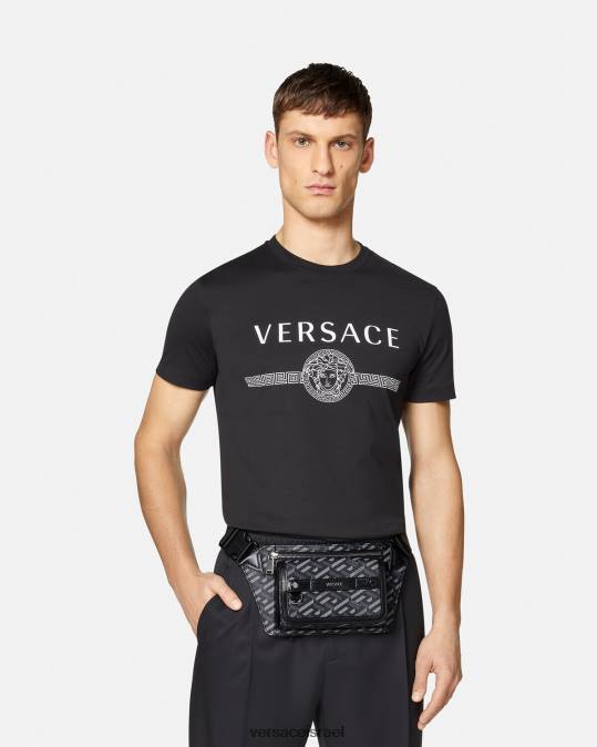 גברים Versace שחור ואפור תיק חגורה חתימה של la greca תיקים N8T21486